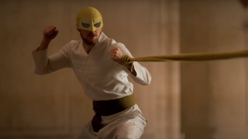 Danny Rand, wearing an Iron Fist mask. Finally?